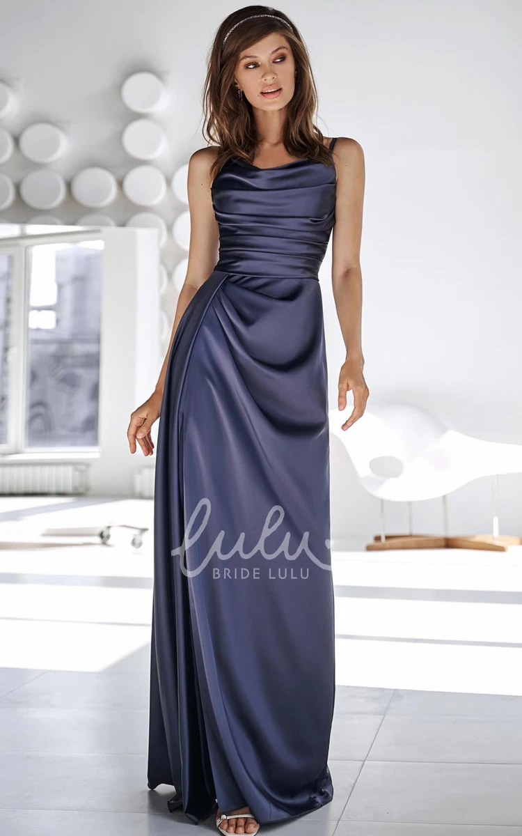 Cowel Satin Sheath Evening Dress with Ruching in Romantic Style