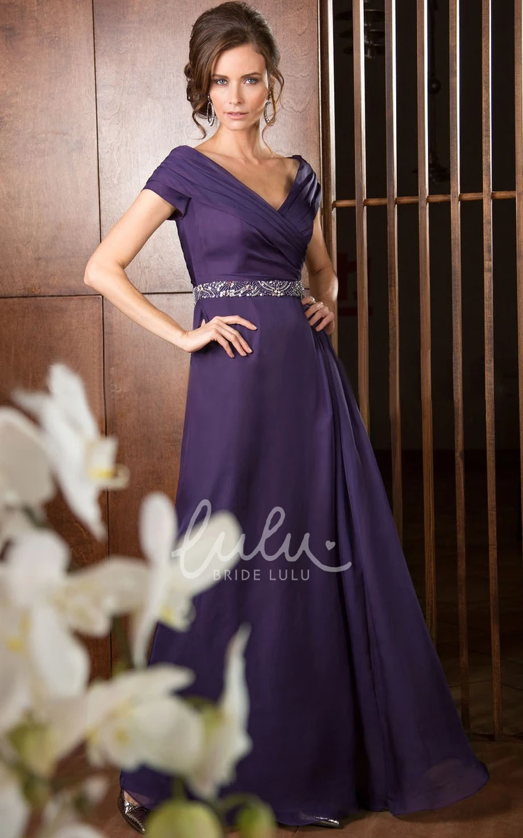 Ruched A-Line Mother Of The Bride Dress with Sequins Long Formal Dress