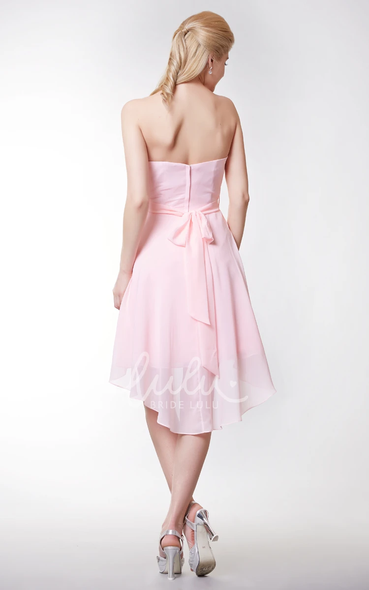 Sweetheart Chiffon Dress with High Low Style Crisscross Front & Classy