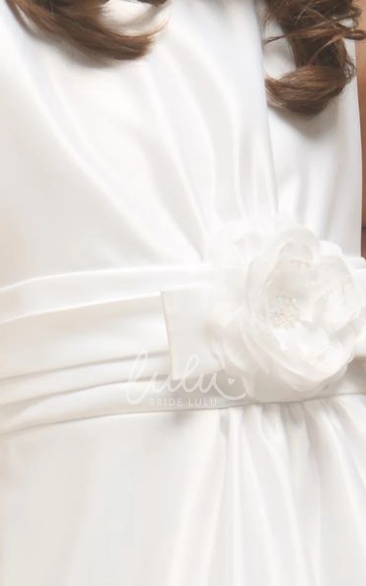 Satin Floral Ankle-Length Flower Girl Dress Bridesmaid Dress