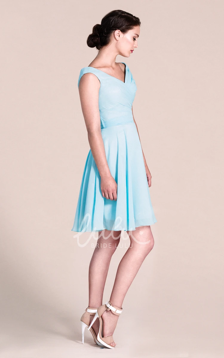 Short A-line Dress with V-neck and Bow Tie