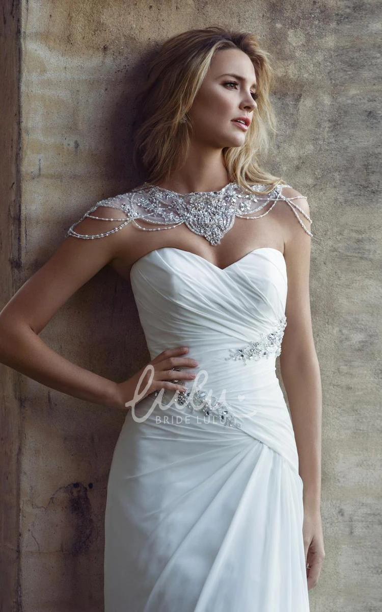 Beaded Criss-Cross A-Line Wedding Dress Long Sweetheart Bridal Gown with Corset Back