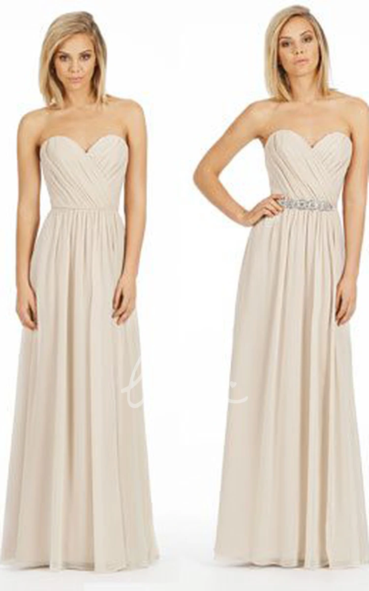 Sleeveless Sweetheart Chiffon Bridesmaid Dress Flowy A-Line Floor-Length