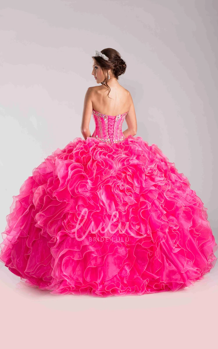 Sequined Sweetheart Ball Gown with Ruffles Formal Dress