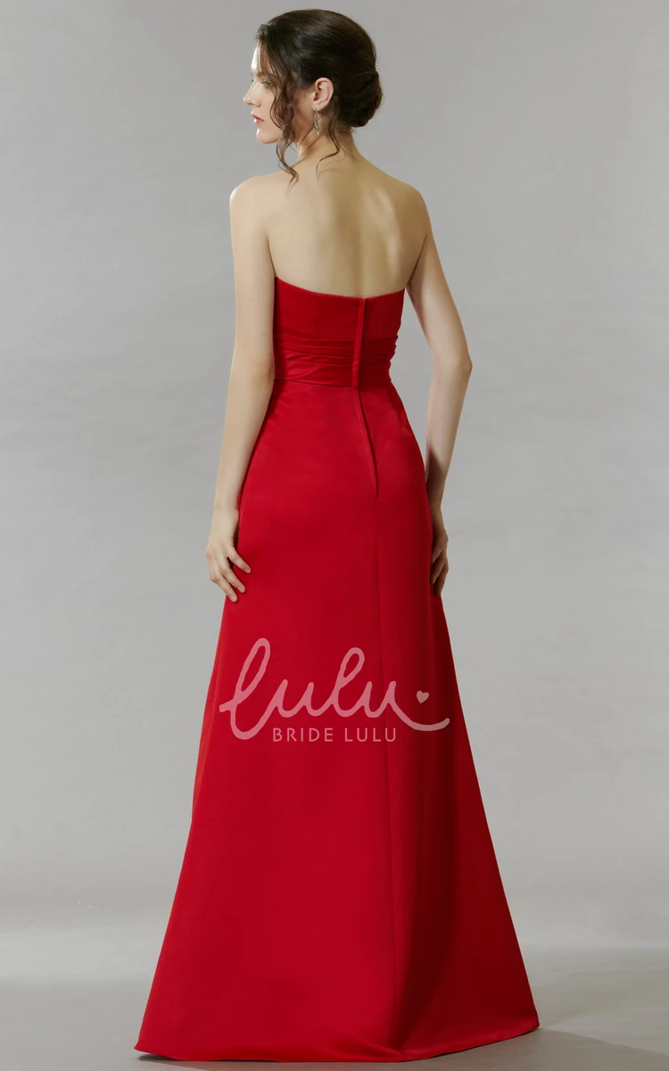 Strapless Satin Bridesmaid Dress with Ruched Bodice Classy Dress for Bridesmaids