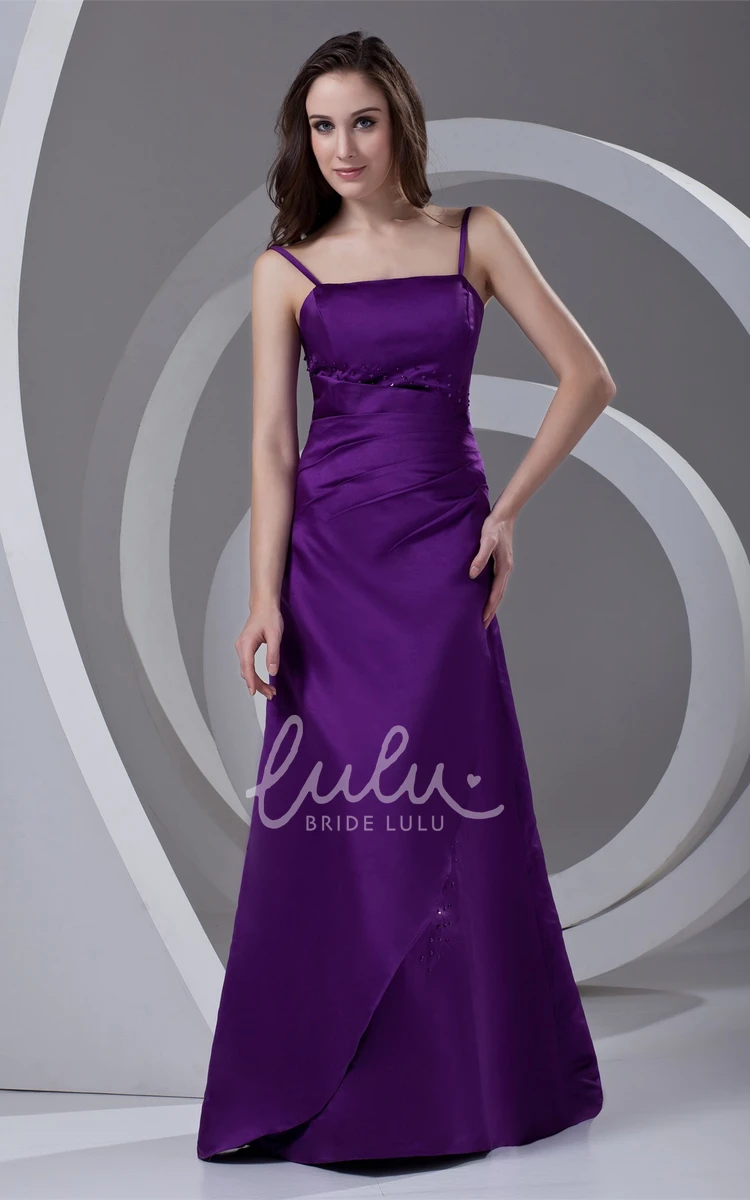 Satin A-line Formal Dress with Beading and Corset Back