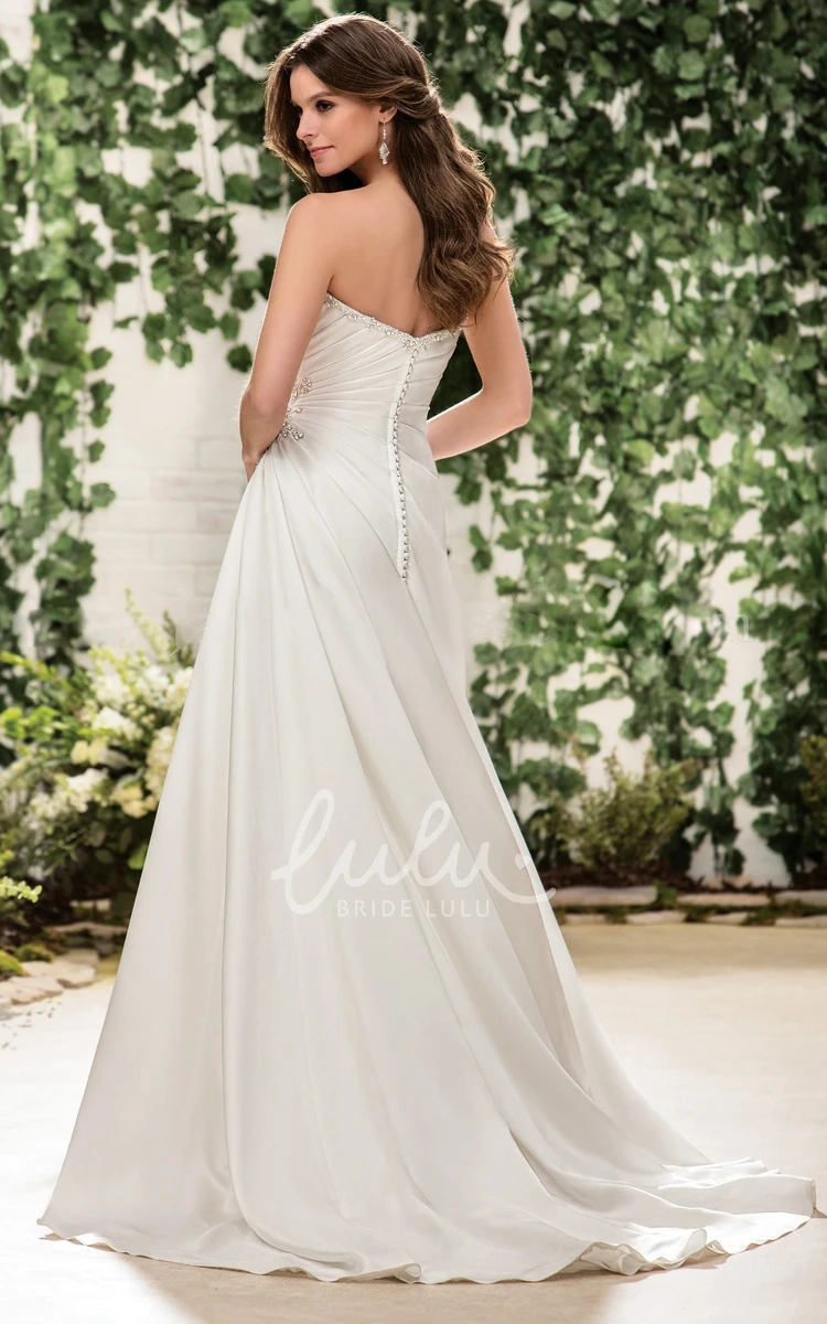 Side Beaded and Ruched Sweetheart A-Line Wedding Dress