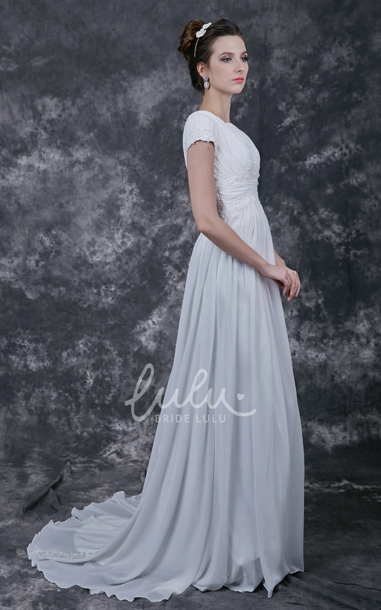 Lightweight Chiffon Ruched Wedding Dress with Simple Top