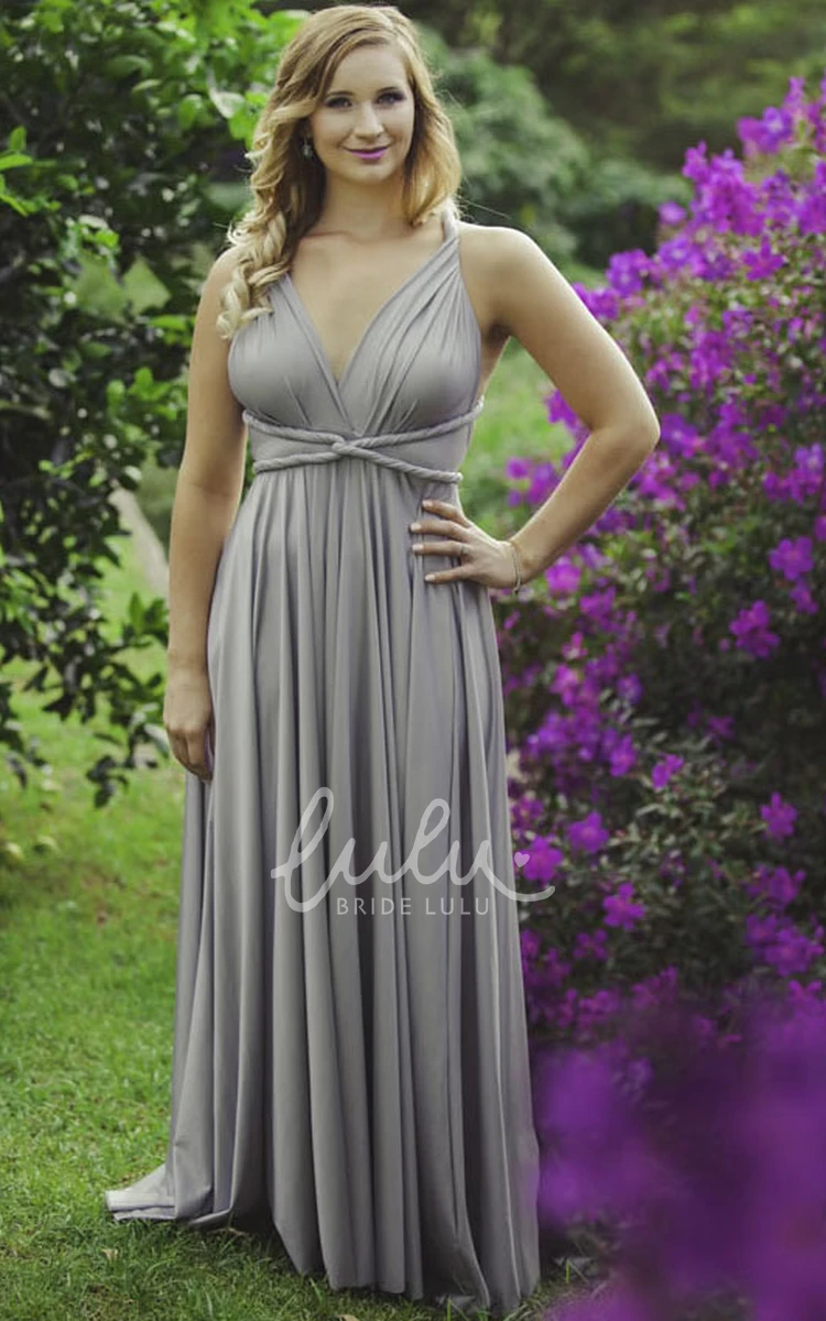 Halter Sleeveless Chiffon Bridesmaid Dress with Ruching and Straps