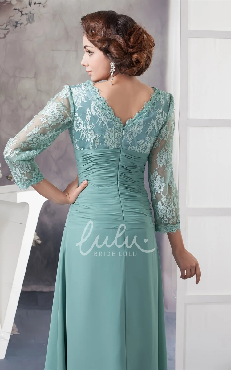 Chiffon Mother of the Bride Dress Empire V-Neck Lace Modern