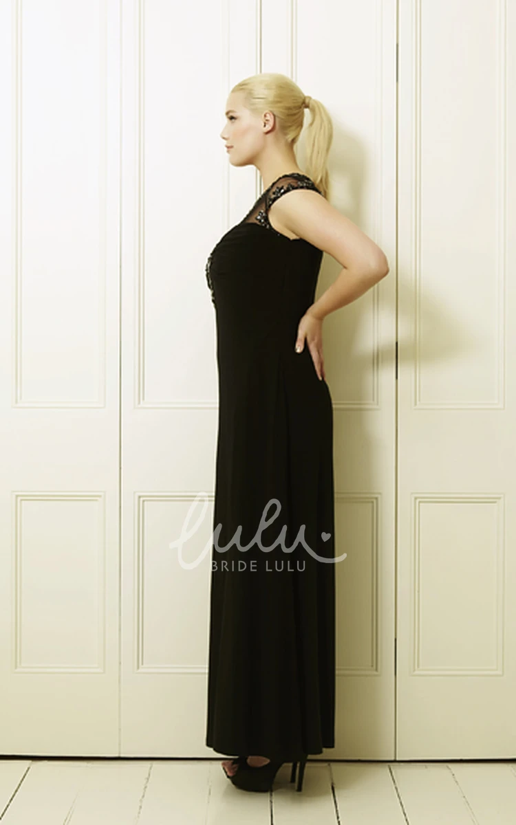 Pleated Beaded One-Shoulder Sleeveless Chiffon Plus Size Prom Dress