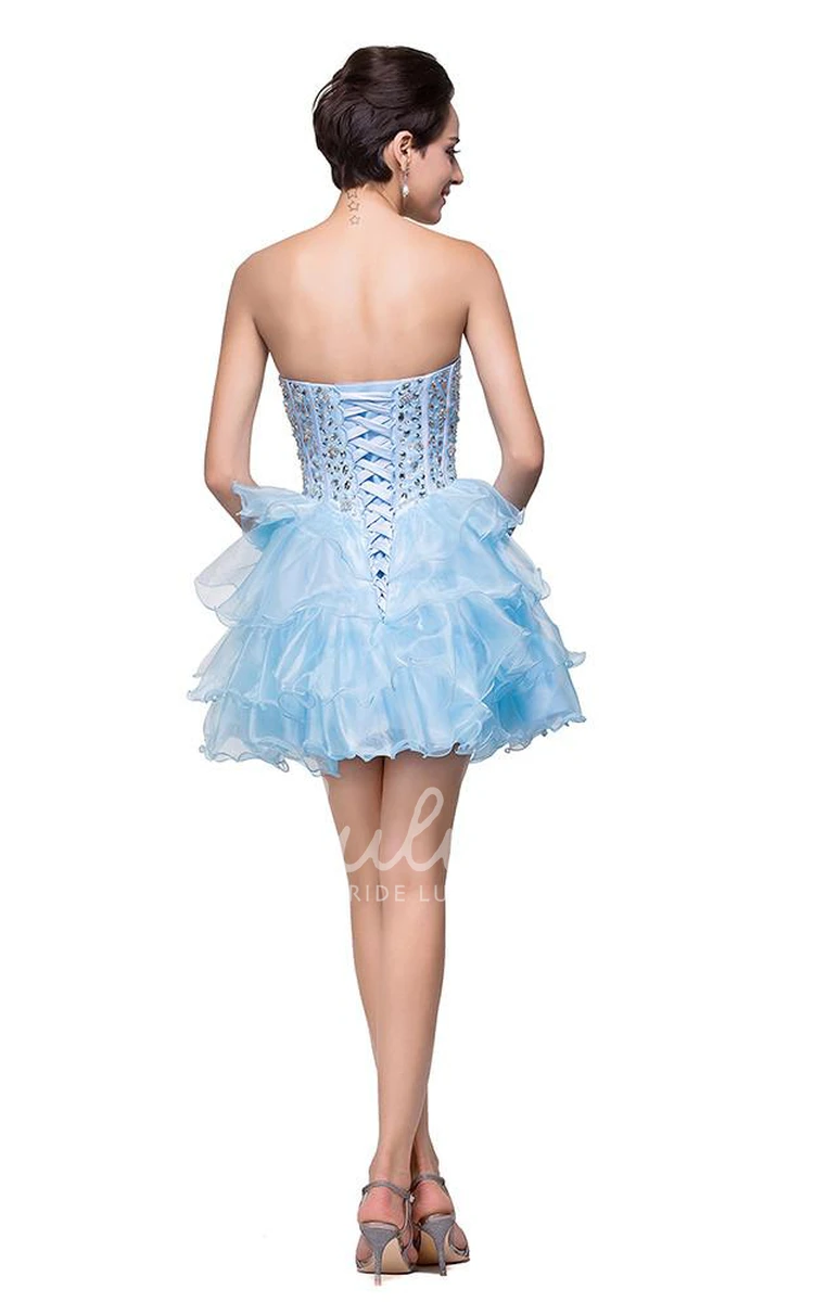 Crystal Organza Homecoming Dress with Sweetheart Neckline