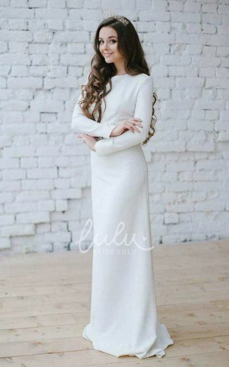 Sheath Dress with Appliqued Waist Bateau Long Sleeve Classic