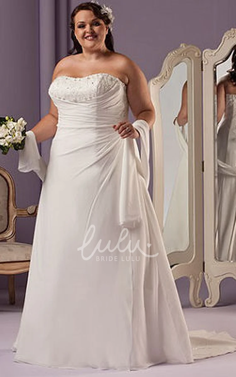 Lace-Up A-Line Bridal Gown with Shawl and Waist Flower Elegant Lace Wedding Dress