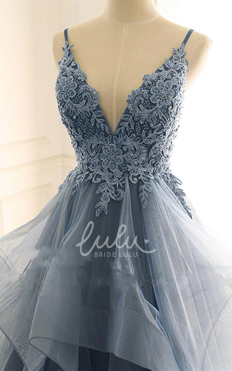Sleeveless Tulle A-Line Prom Dress with Ruffles Modern & Flowy Prom Dress