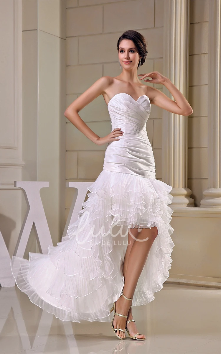 Tulle Sweetheart High-Low Prom Dress with Ruching and Tiered Skirt