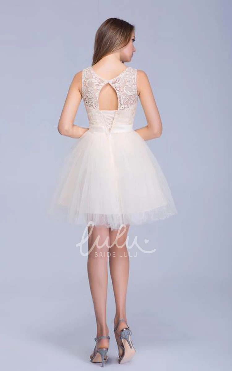 Illusion Sleeveless Tulle Homecoming Dress with Lace Bowknot Modern & Classy