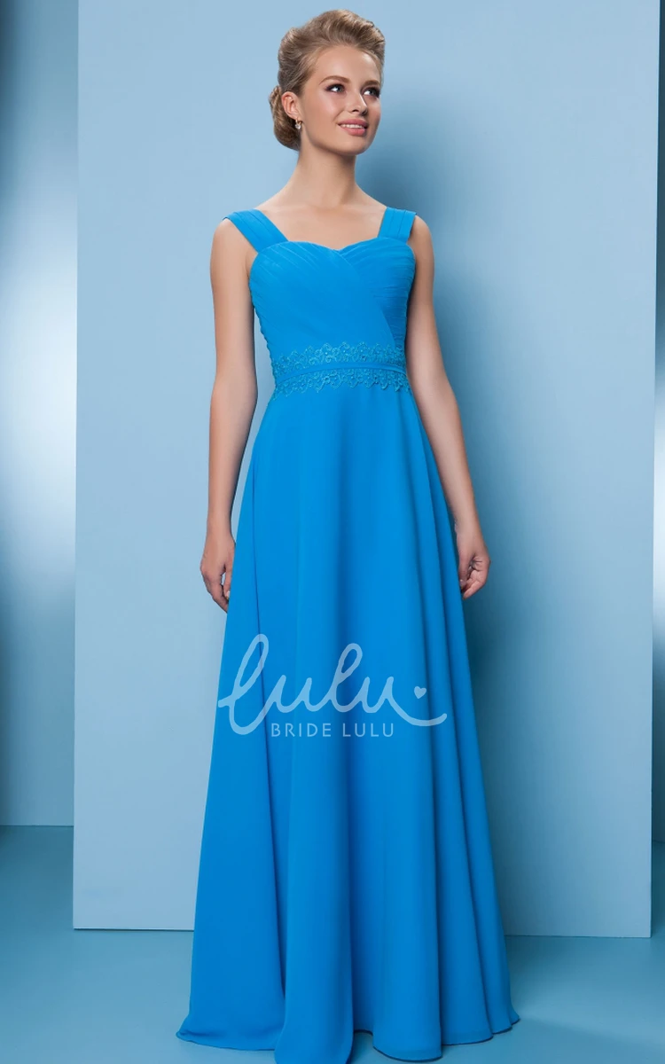 Sleeveless Strapped Chiffon Bridesmaid Dress with Ruching Ruched Appliques Modern