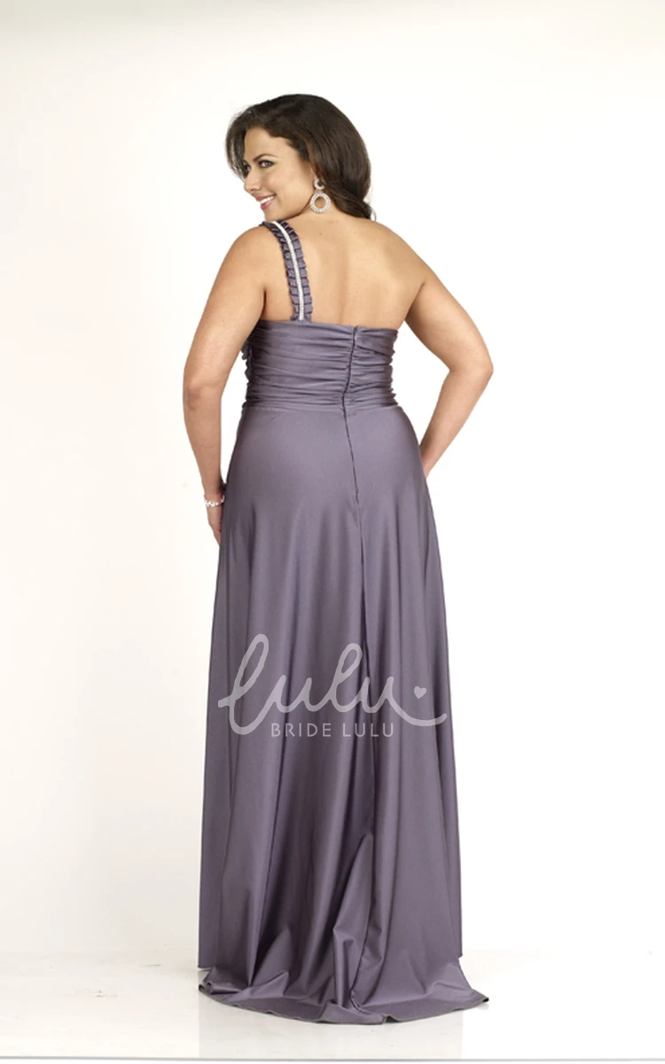 One-shoulder Sleeveless Jersey Ruching Floor-length Formal Dress with Sweep Train
