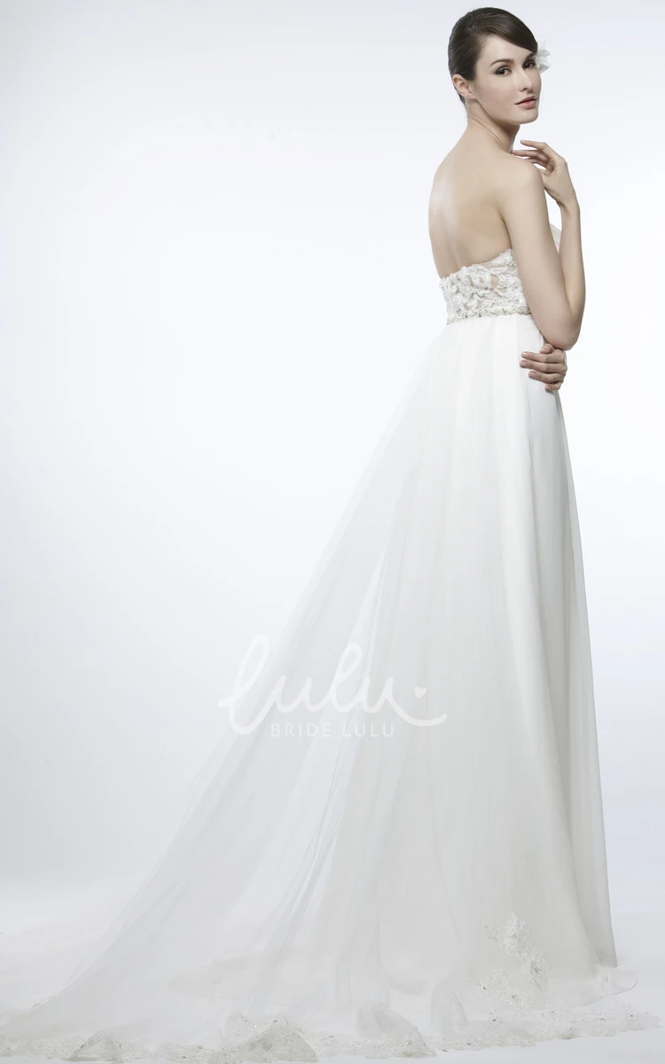 Sleeveless Sweetheart Chiffon Wedding Dress with Criss-Cross Empire Sheath Style