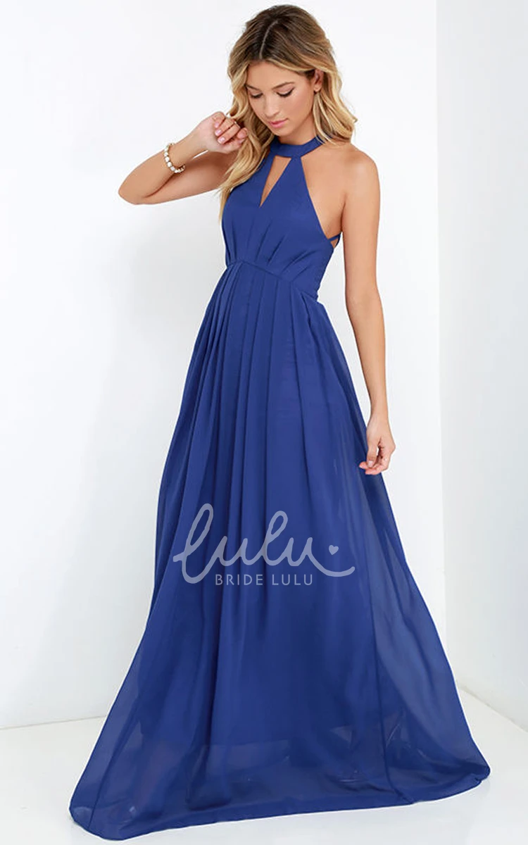 Strappy Back Empire Long Dress in A-Line Style