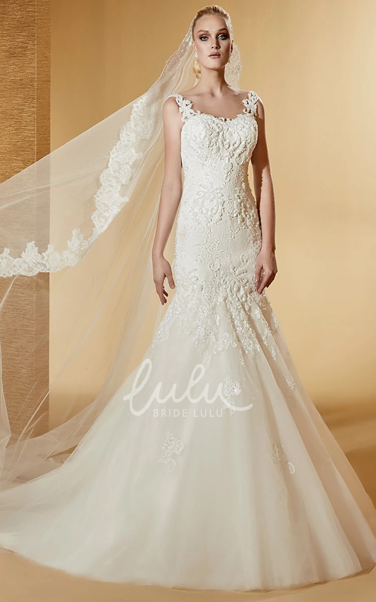 Mermaid Lace Wedding Dress with Square Neck and Exquisite Appliques Stunning and Unique