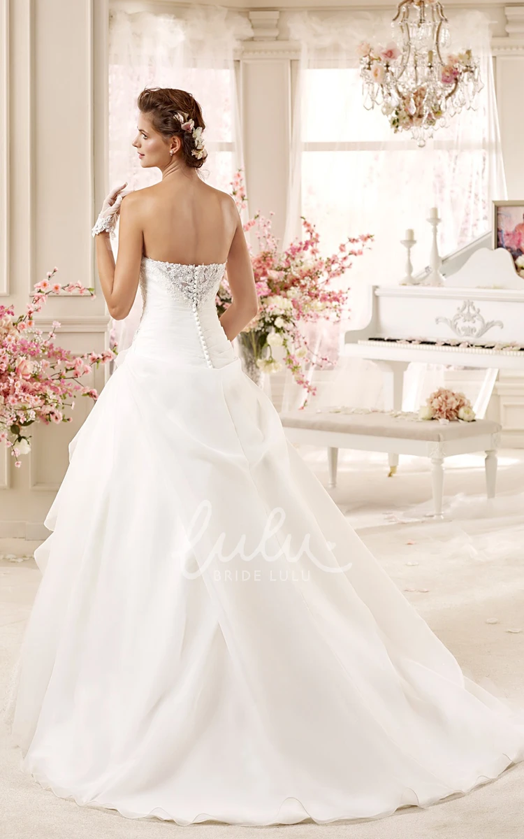 Asymmetrical Ruching A-Line Wedding Gown with Appliques Modern Wedding Dress