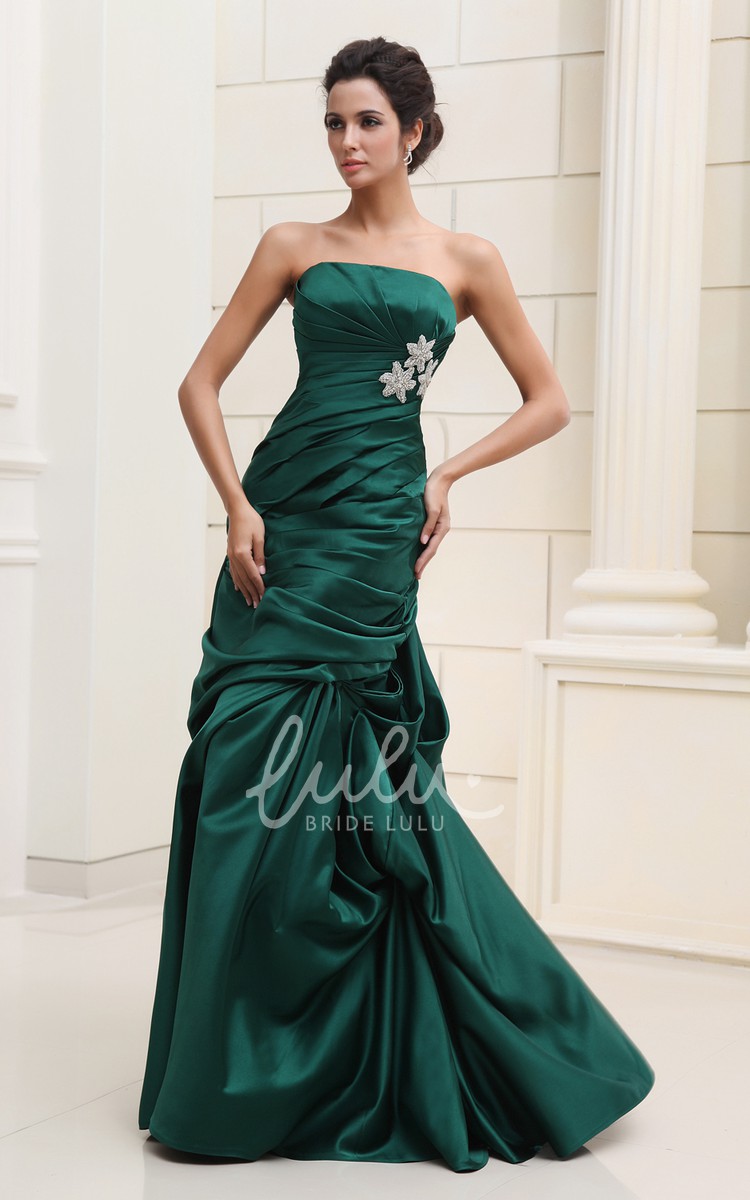 Strapless Satin Ruched Formal Dress with Pick-Up Ruffles Elegant Formal Dress