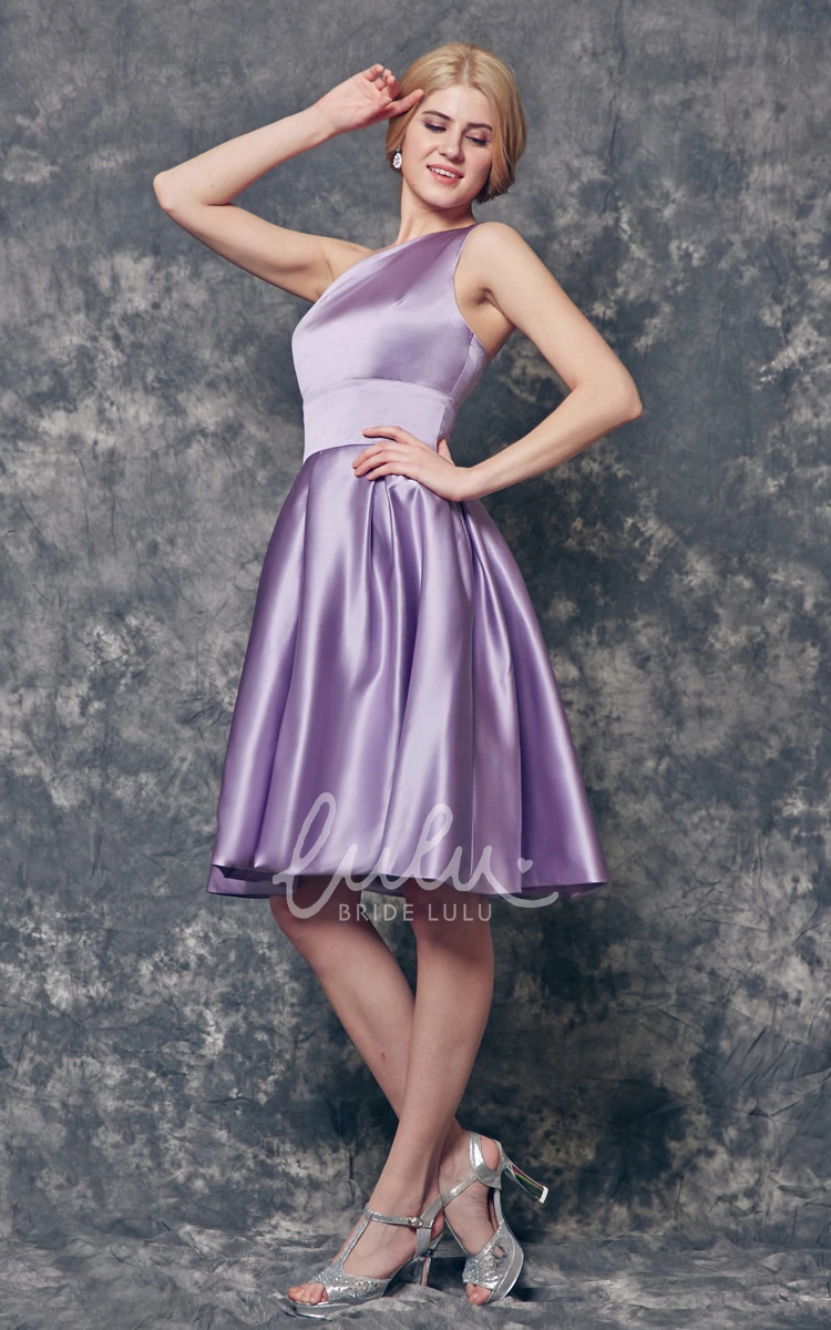 One Shoulder A-line Satin Prom Dress with Pleats Magical & Unique