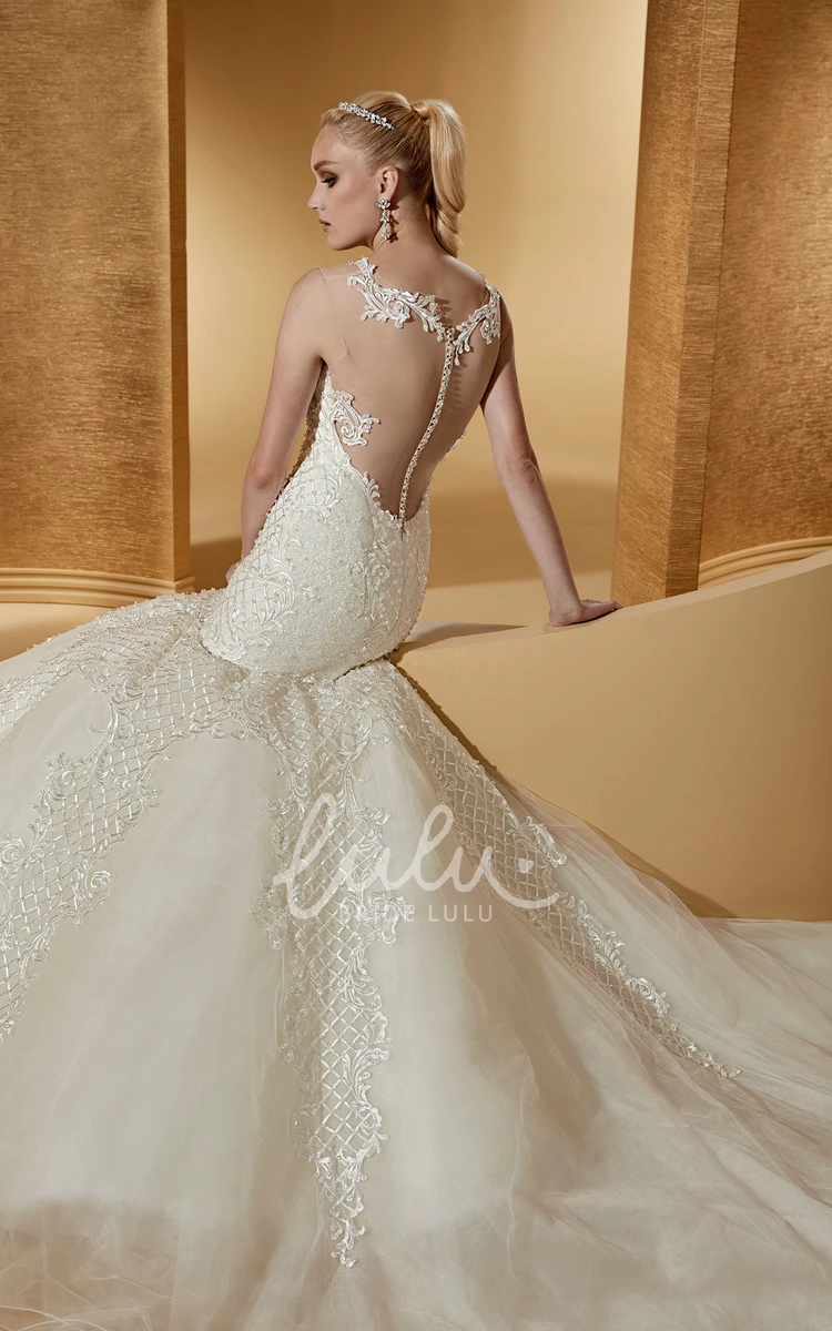 Mermaid Wedding Dress with Cap Sleeves and Special Appliques