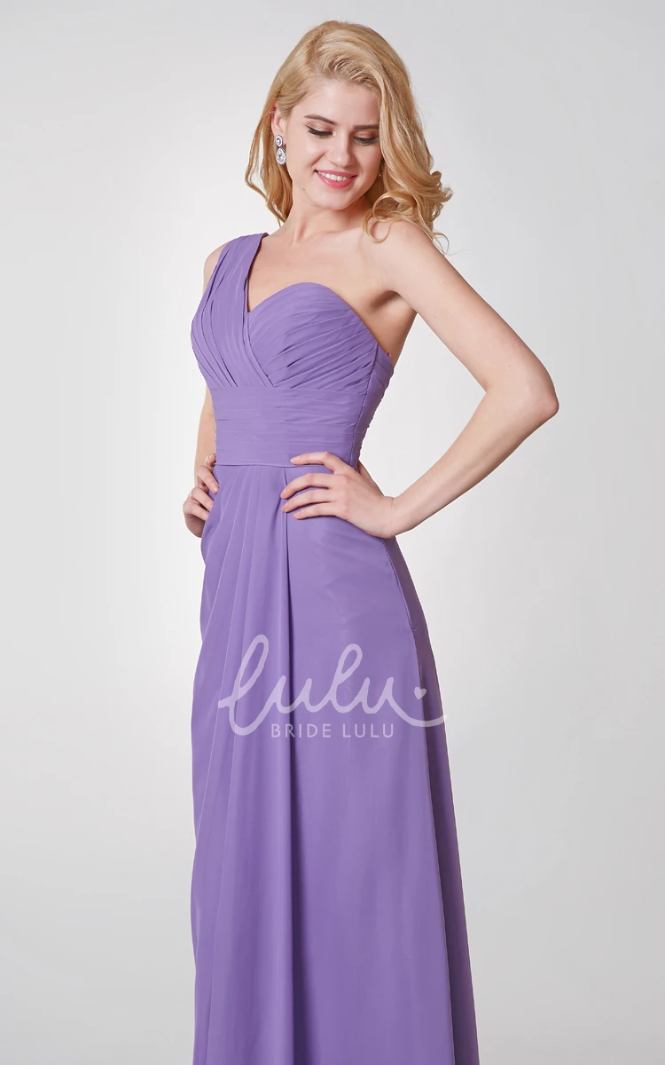 Ruched One Shoulder A-line Chiffon Bridesmaid Dress