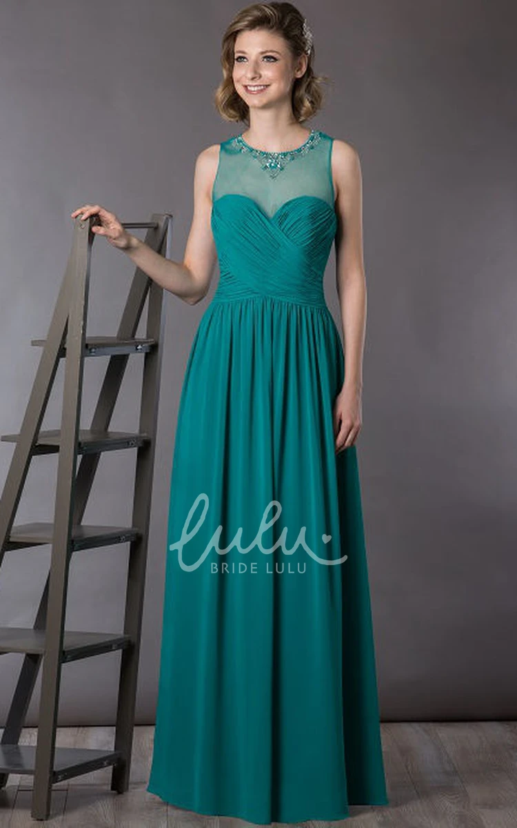 Crystal Sleeveless Chiffon Mother Of The Bride Dress With Criss Cross Top Flowy Long Dress