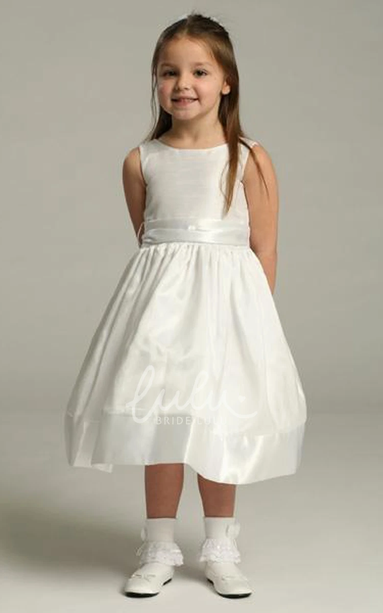 Floral Tea-Length Flower Girl Dress Unique Bridesmaid Dress for Girls