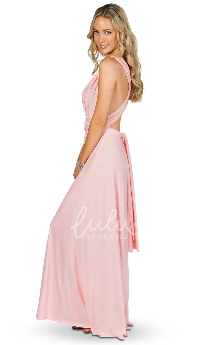 Long Sleeveless V-Neck Chiffon Bridesmaid Dress with Straps Flowy and Chic