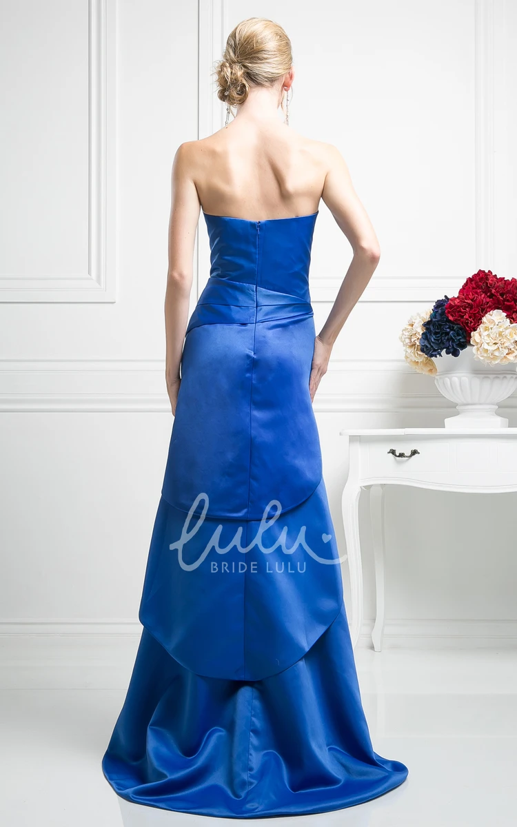 Sweetheart Satin Sheath Formal Dress with Front Split and Tiers