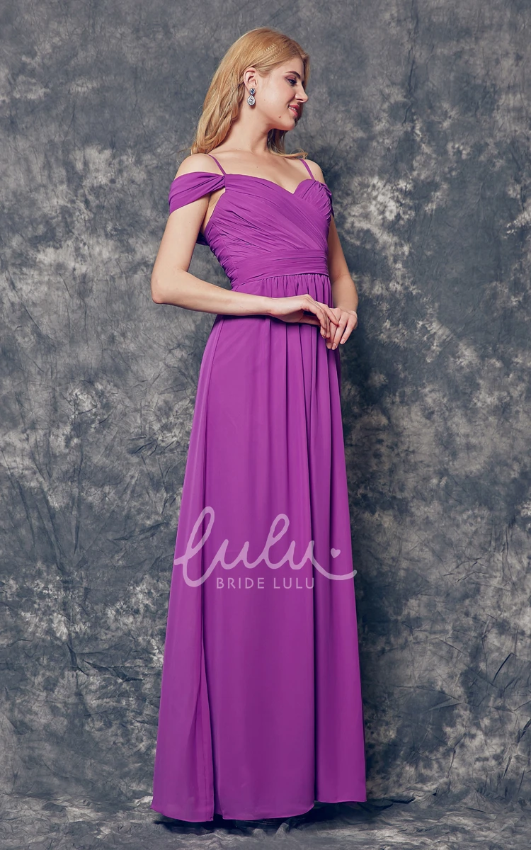 Ruched A-line Chiffon Bridesmaid Dress with Spaghetti Straps Flowy & Classy