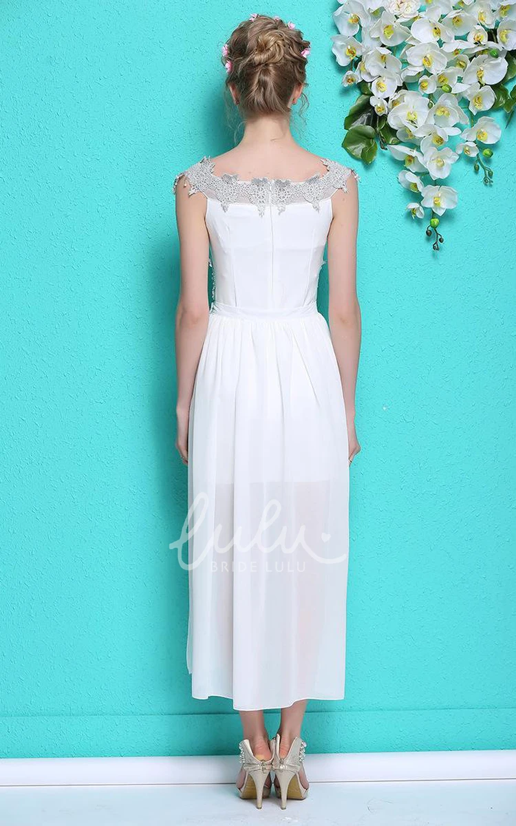 White Chiffon Beaded Summer Prom Dress