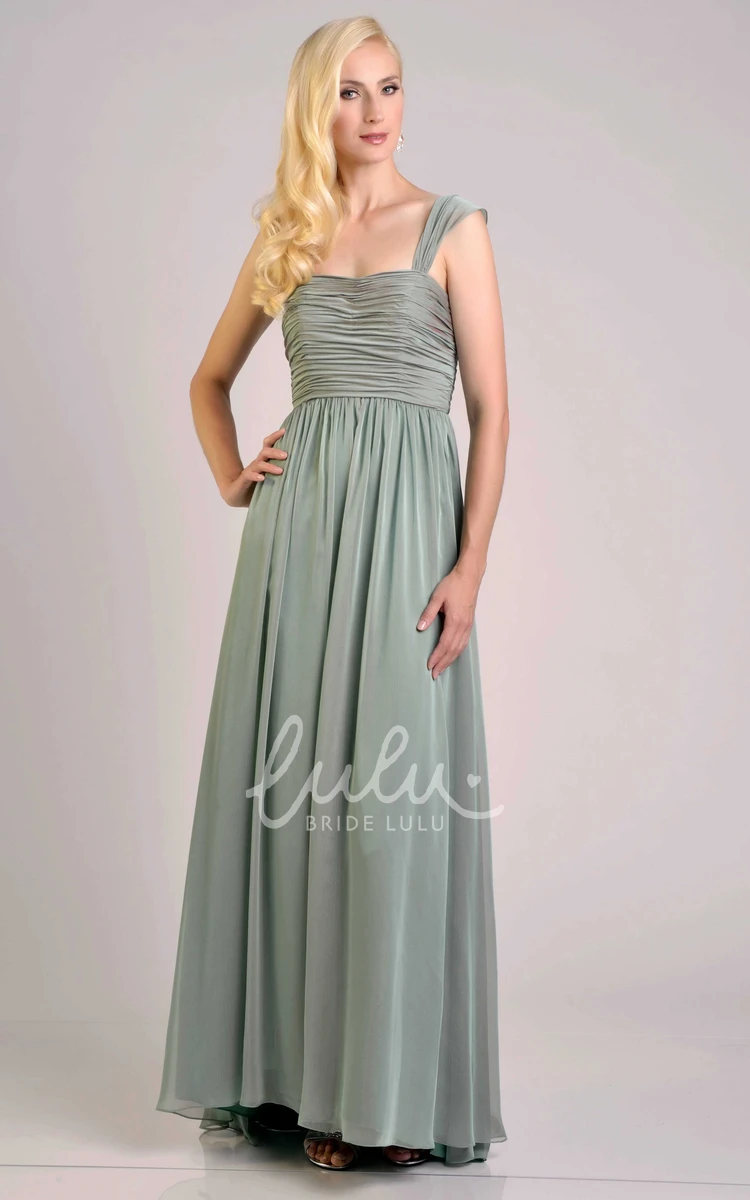 Chiffon A-Line Bridesmaid Dress Cap Sleeves and Pleats