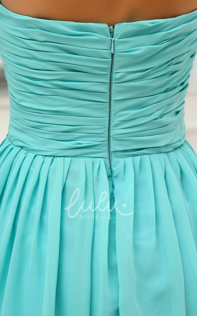 Sleeveless Chiffon Bridesmaid Dress with Sweetheart Ruching and Criss-Cross Back