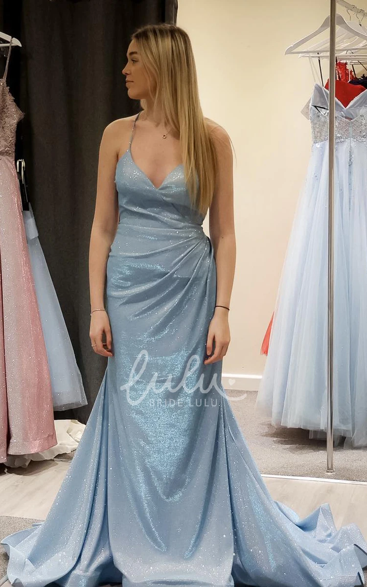 Elegant V-neck Satin Evening Dress with Mermaid Silhouette and Appliques