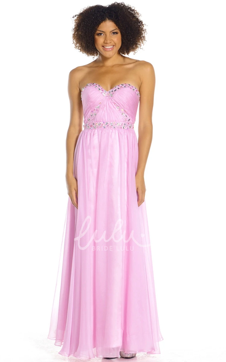 Chiffon Sweetheart Prom Dress Sleeveless Beaded