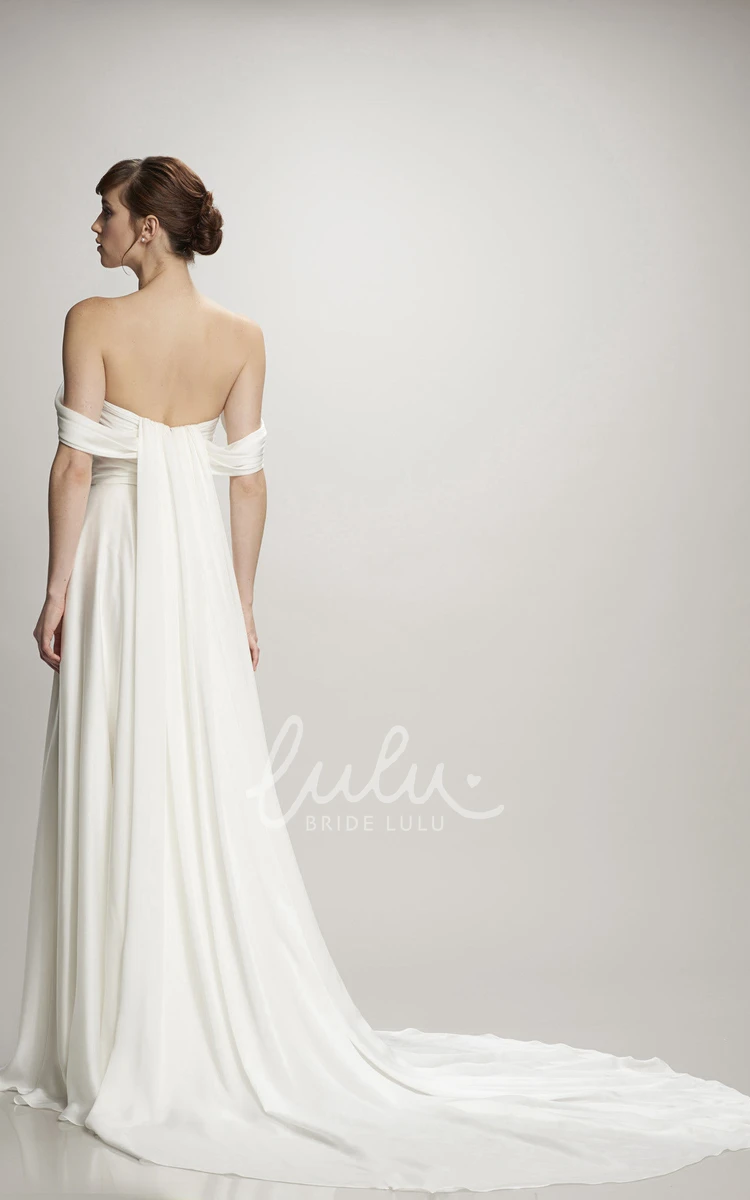 Ruched Chiffon Off-The-Shoulder Wedding Dress Floor-Length