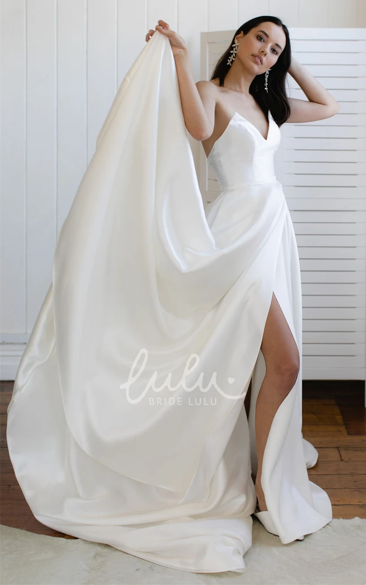 Sexy Sweetheart A-Line Wedding Dress with Front Split and Pockets