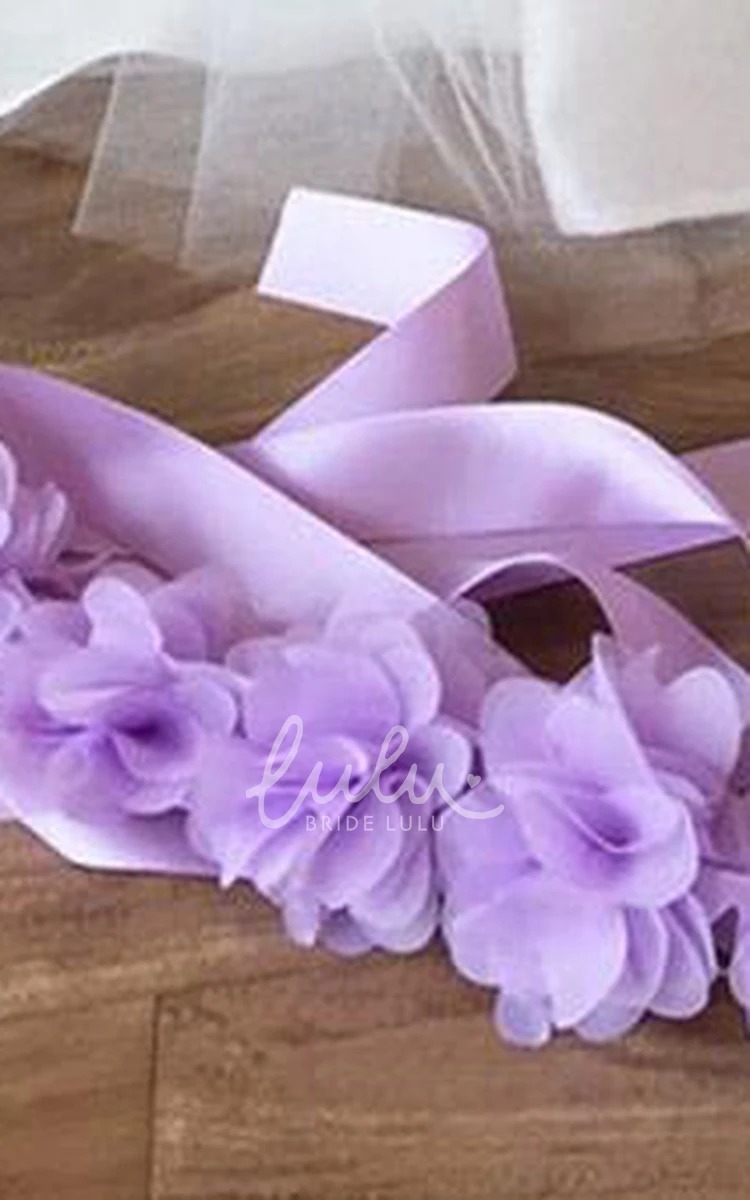 Tiered Floral Tea-Length Chiffon&Tulle Flower Girl Dress Elegant 2024 Wedding Dress