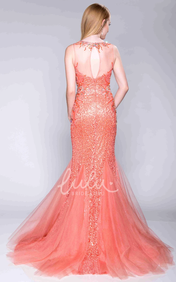 Sleeveless Mermaid Prom Dress with See-Through Detail Glimmering & Elegant