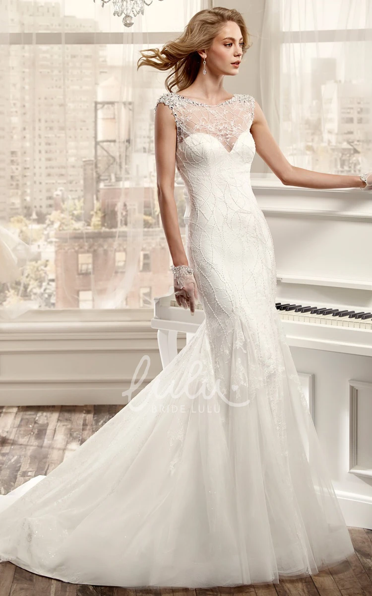 Beaded Sheath Wedding Dress with Open Back Stunning Bridal Gown