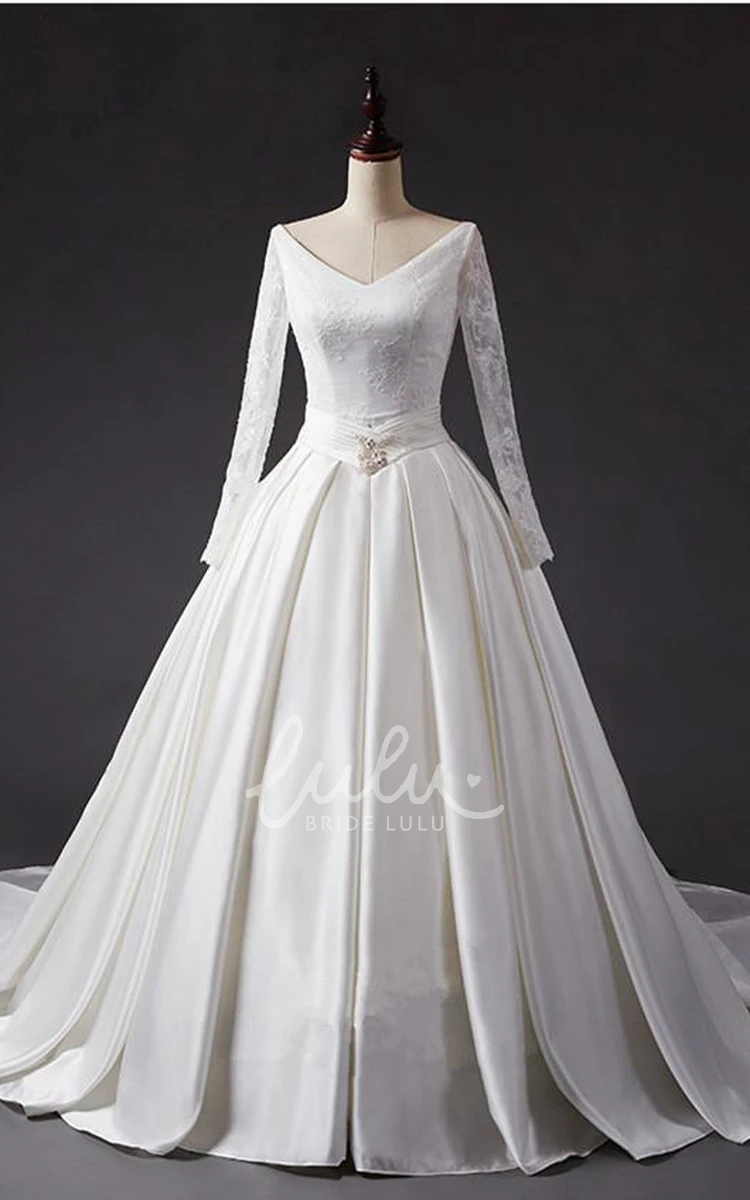 Tea-Length Ball Gown with Beaded Long Sleeved Jacket