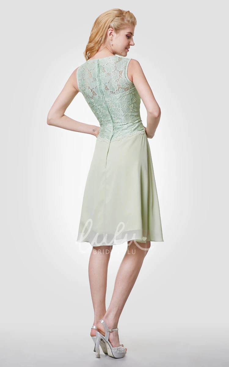 High Neck Lace and Chiffon Bridesmaid Dress