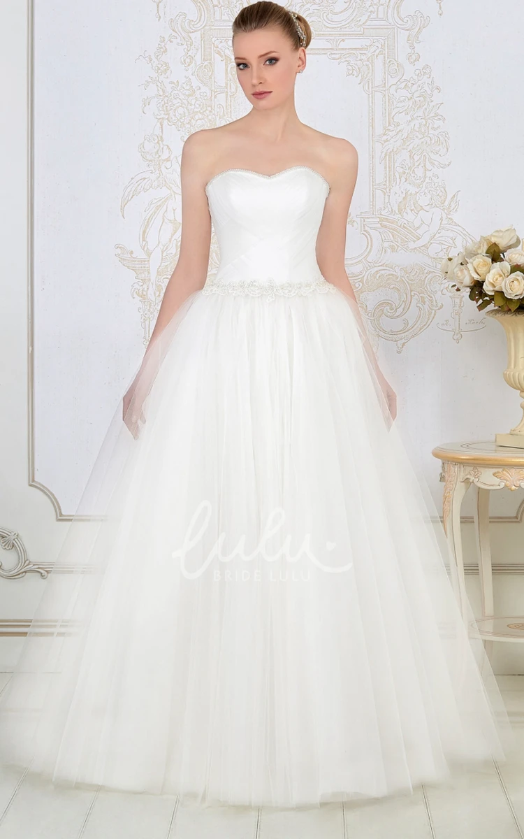 Waist Jewellery Ruched Sweetheart Sleeveless Tulle Ball Gown Wedding Dress