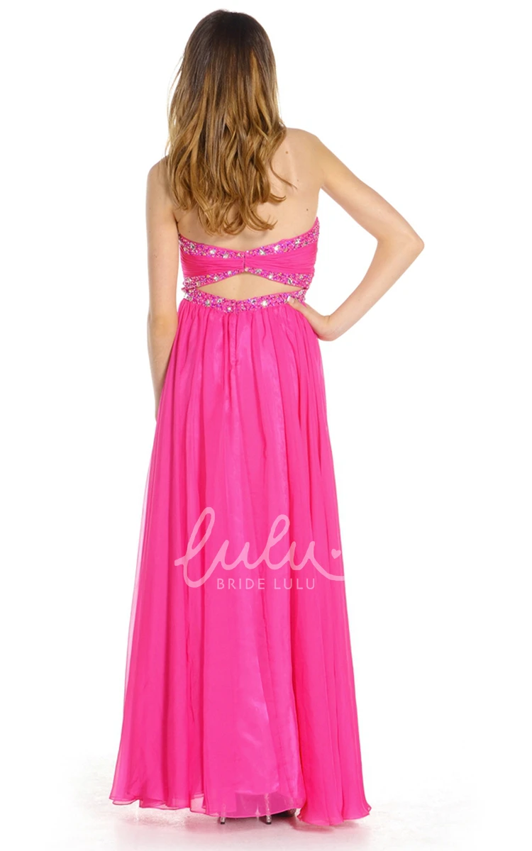 Sweetheart Floor-Length A-Line Prom Dress with Ruched Beading and Pleats Unique Formal Dress